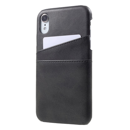 Double Card Slots Holders PU Leather Coated PC Cell Phone Casing for iPhone XR 6.1-inch