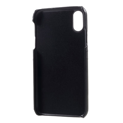 Double Card Slots Holders PU Leather Coated PC Cell Phone Casing for iPhone XR 6.1-inch