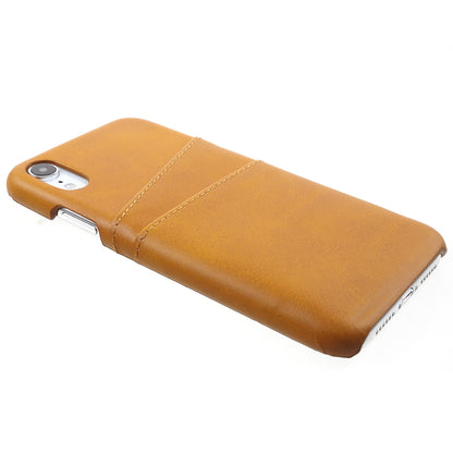 Double Card Slots Holders PU Leather Coated PC Cell Phone Casing for iPhone XR 6.1-inch