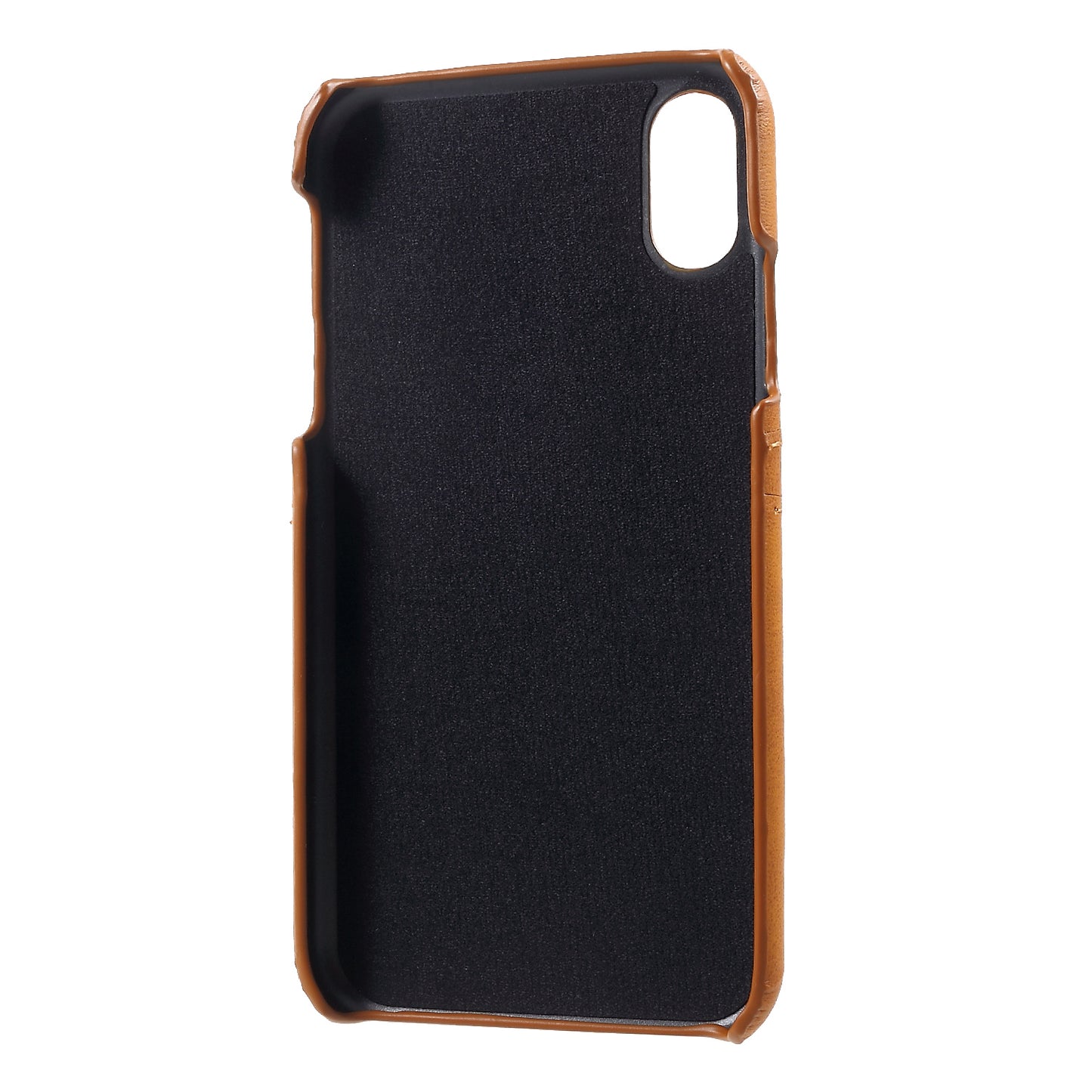 Double Card Slots Holders PU Leather Coated PC Cell Phone Casing for iPhone XR 6.1-inch