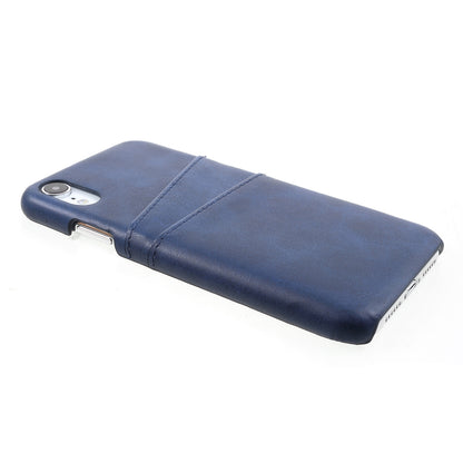 Double Card Slots Holders PU Leather Coated PC Cell Phone Casing for iPhone XR 6.1-inch