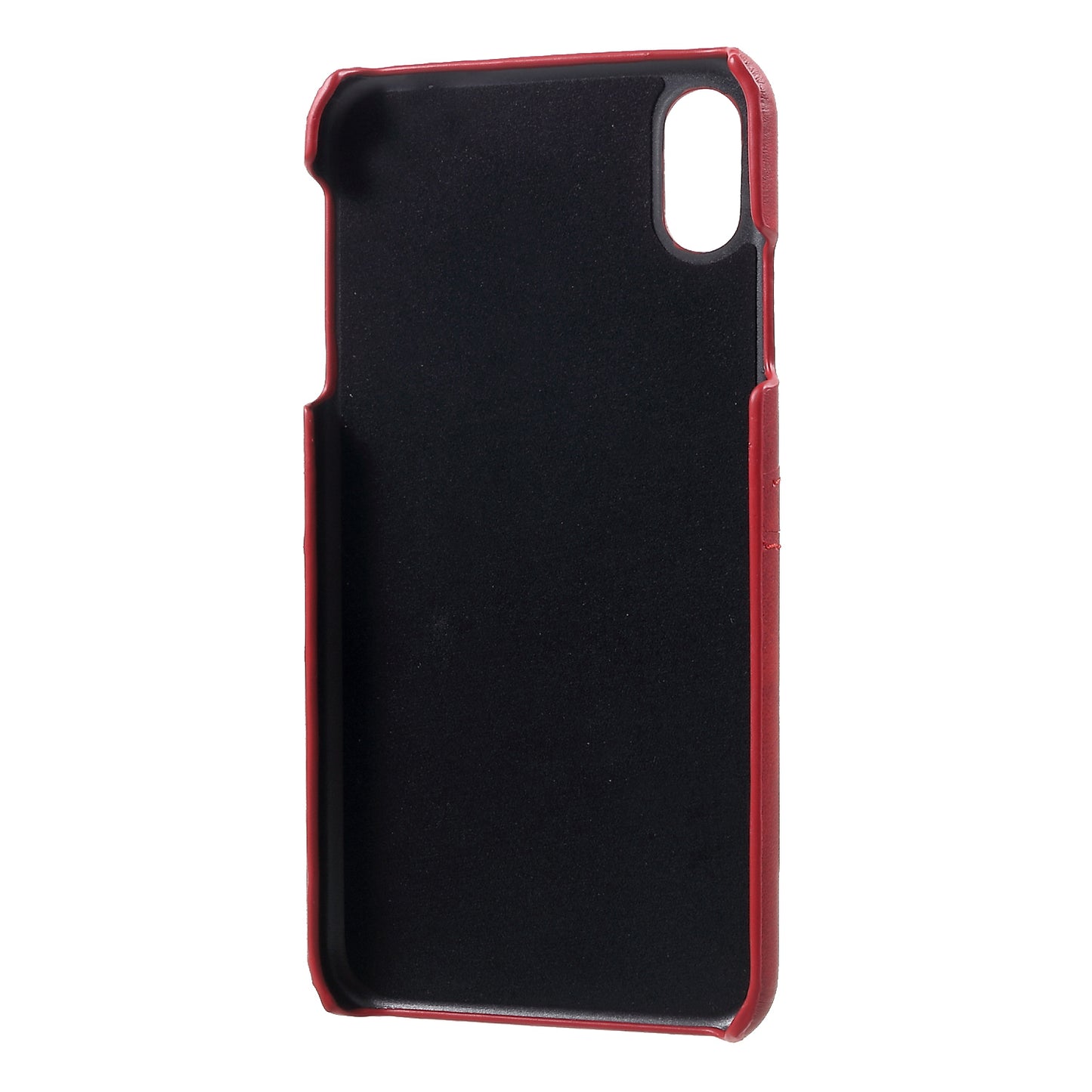 Double Card Slots PU Leather Coated PC Hard Back Case for iPhone Xs Max 6.5-inch