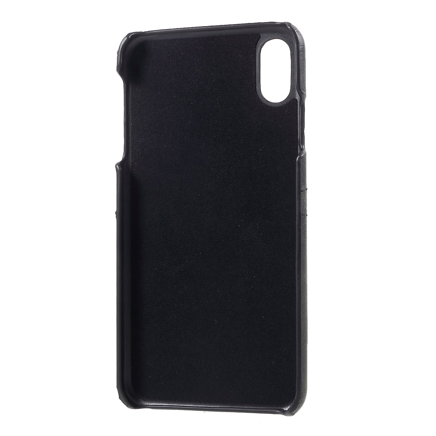 Double Card Slots PU Leather Coated PC Hard Back Case for iPhone Xs Max 6.5-inch