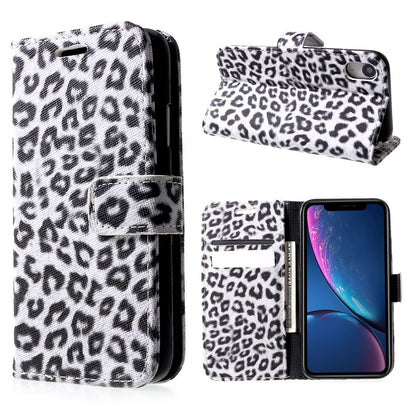 Leopard Pattern Wallet Stand Leather Phone Case for iPhone XR 6.1 inch