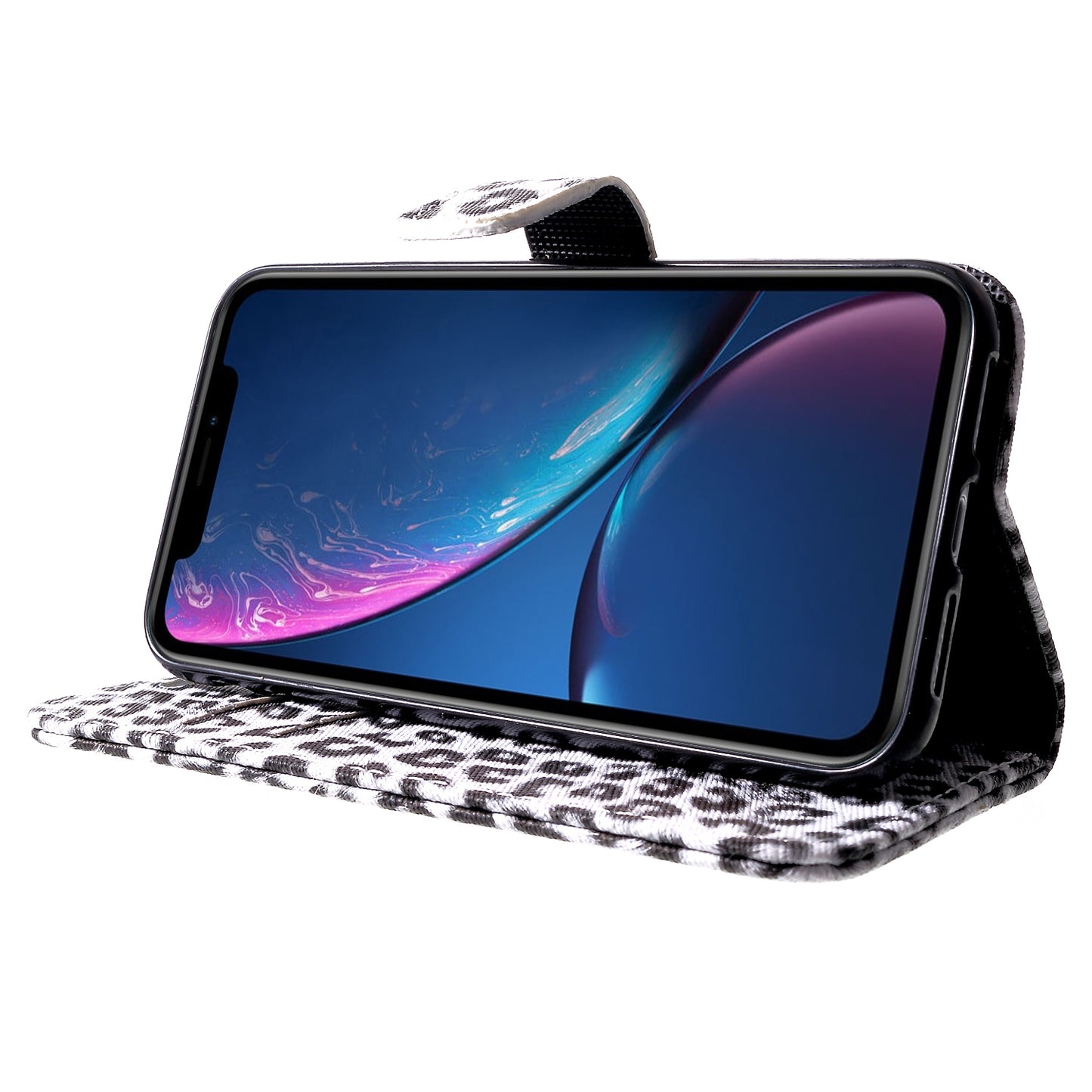 Leopard Pattern Wallet Stand Leather Phone Case for iPhone XR 6.1 inch