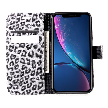 Leopard Pattern Wallet Stand Leather Phone Case for iPhone XR 6.1 inch