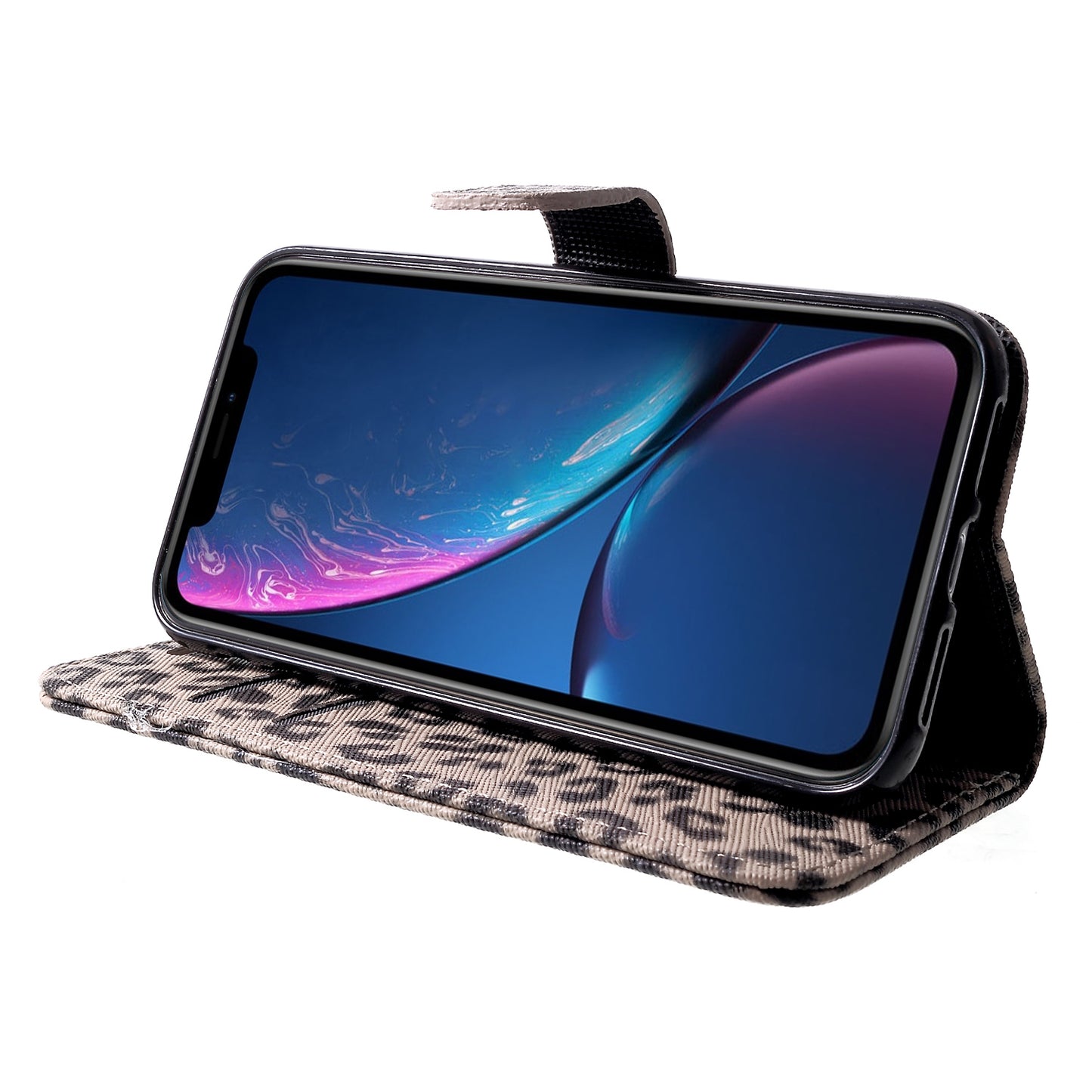 Leopard Pattern Wallet Stand Leather Phone Case for iPhone XR 6.1 inch