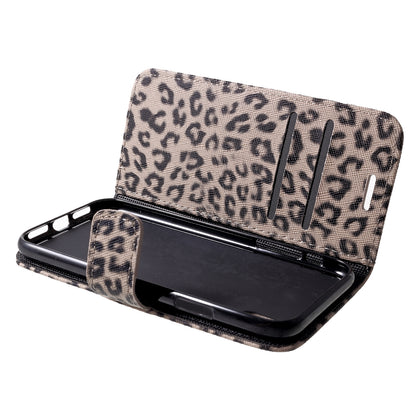 Leopard Pattern Wallet Stand Leather Phone Case for iPhone XR 6.1 inch