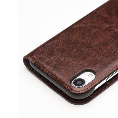 QIALINO Genuine Cowhide Leather Phone Case for iPhone XR 6.1 inch, Full Protection Folio Flip Wallet Mobile Cover