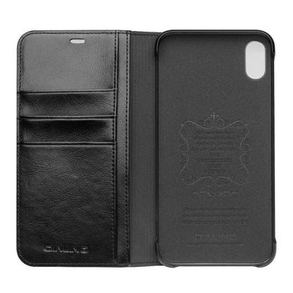 QIALINO For iPhone Xs Max 6.5 inch Genuine Cowhide Leather Wallet Case Folio Flip Phone Cover