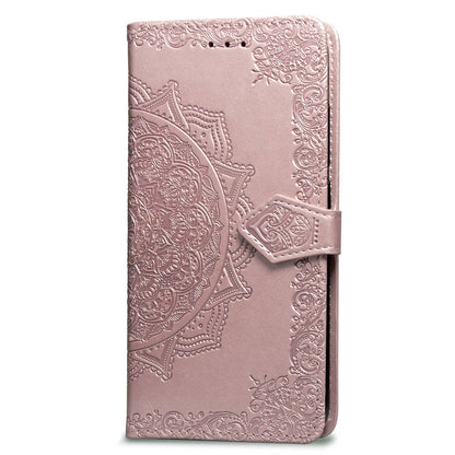 Imprinted Half Mandala Flower Wallet Leather Cell Phone Case for iPhone XS Max 6.5 inch