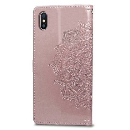 Imprinted Half Mandala Flower Wallet Leather Cell Phone Case for iPhone XS Max 6.5 inch