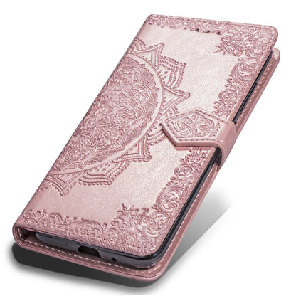 Imprinted Half Mandala Flower Wallet Leather Cell Phone Case for iPhone XS Max 6.5 inch