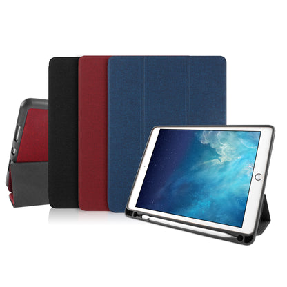 MUTURAL Smart Stand Jeans Cloth Texture PU Leather Case with Pen Slot for iPad Air 10.5 (2019) / Pro 10.5-inch (2017)