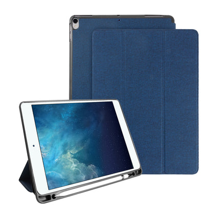 MUTURAL Smart Stand Jeans Cloth Texture PU Leather Case with Pen Slot for iPad Air 10.5 (2019) / Pro 10.5-inch (2017)