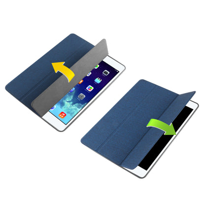 MUTURAL Smart Stand Jeans Cloth Texture PU Leather Case with Pen Slot for iPad Air 10.5 (2019) / Pro 10.5-inch (2017)