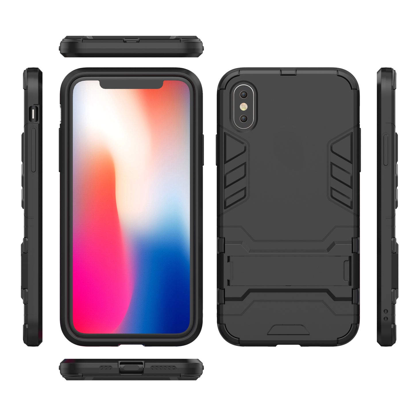 Cool Guard Plastic TPU Hybrid Case with Kickstand for iPhone XS 5.8 inch