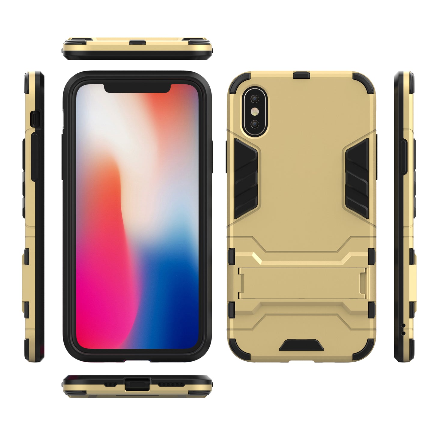 Cool Guard Plastic TPU Hybrid Case with Kickstand for iPhone XS 5.8 inch