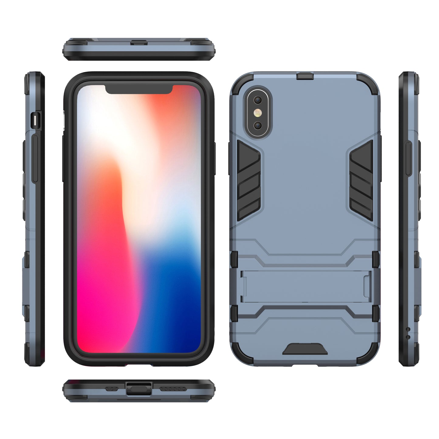 Cool Guard Plastic TPU Hybrid Case with Kickstand for iPhone XS 5.8 inch