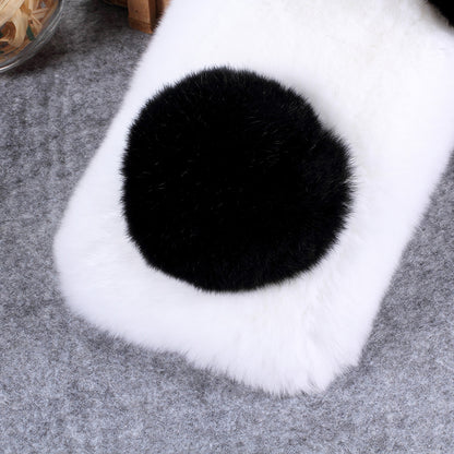 3D Panda Shaped Soft Fur Coated TPU Case for iPhone XR 6.1 inch