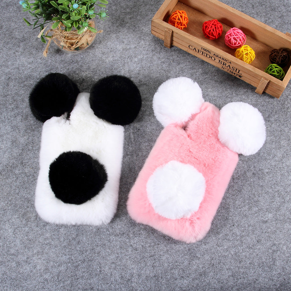 3D Panda Shaped Soft Fur Coated TPU Case for iPhone XR 6.1 inch