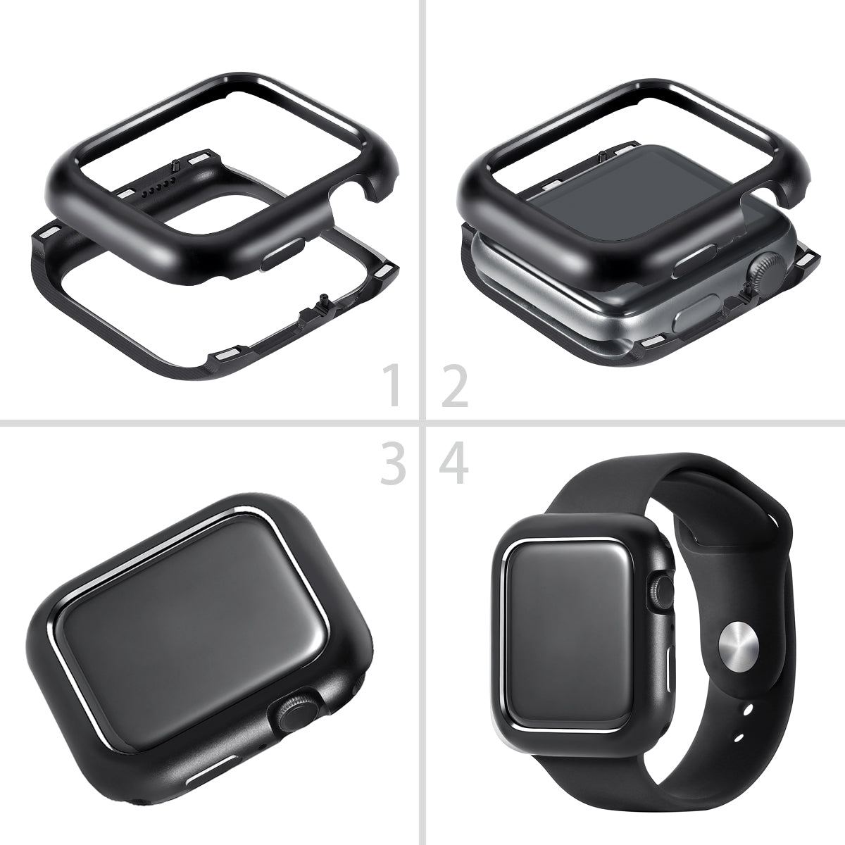 Magnetic Adsorption Metal Frame Bumper Shell for Apple Watch Series 4 / 5 / 6 44mm / SE 44mm / SE (2022) 44mm