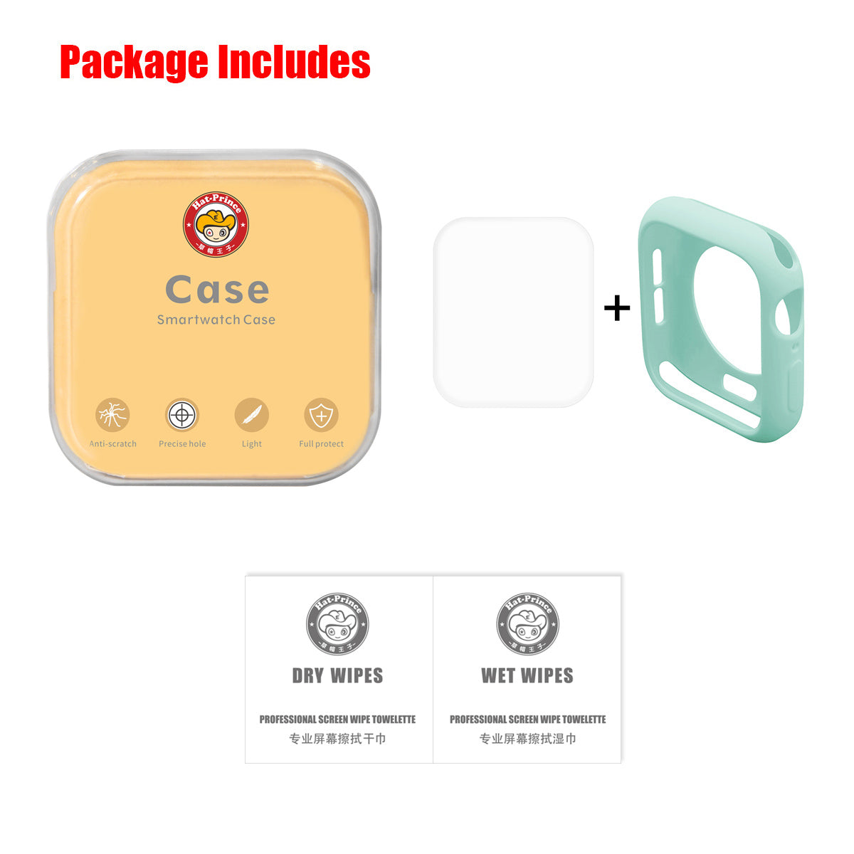 HAT PRINCE for Apple Watch Series 4 / 5 / 6 44mm / SE 44mm / SE (2022) 44mm TPU Protective Case + 3D Full Size Curved Hot Bending HD Clear PET Film