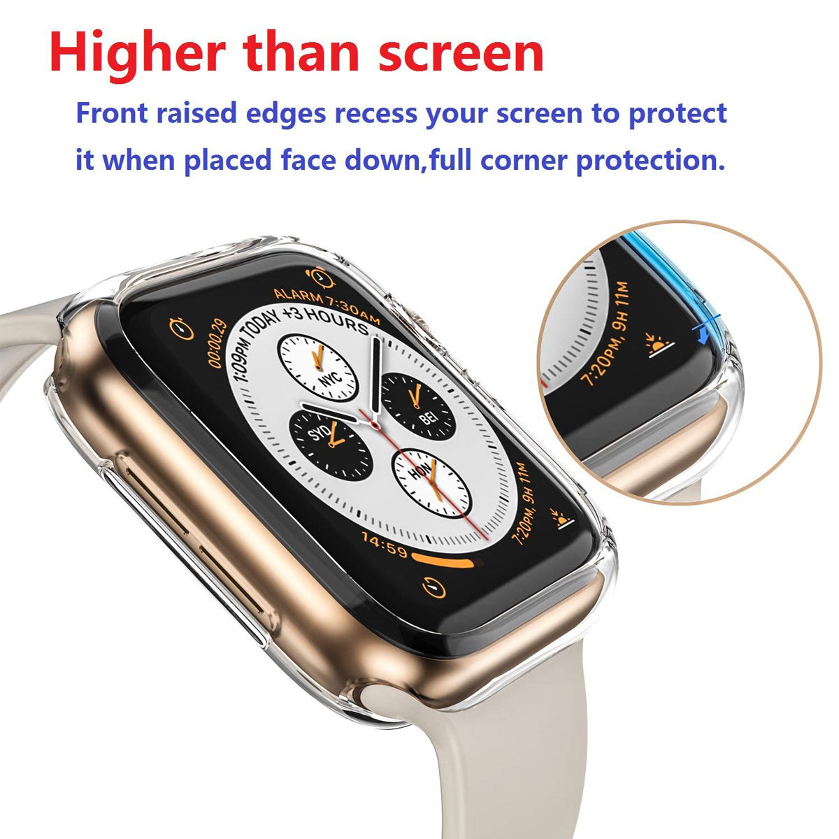 HAT PRINCE for Apple Watch Series 4 / 5 / 6 44mm / SE 44mm / SE (2022) 44mm Clear Soft TPU Case + 3D PET Curved Hot Bending Clear Screen Protector