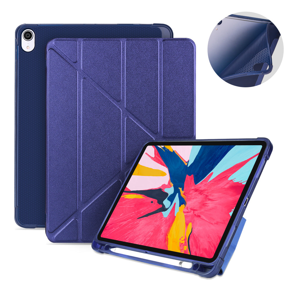 Origami Smart Leather Case [with Shock Absorption TPU / Apple Pencil Storage Groove] for iPad Pro 11-inch (2018)