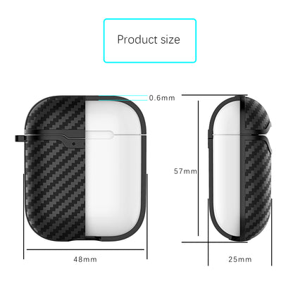 Carbon Fiber Texture TPU Protective Case for AirPods with Charging Case (2016) with Carabiner