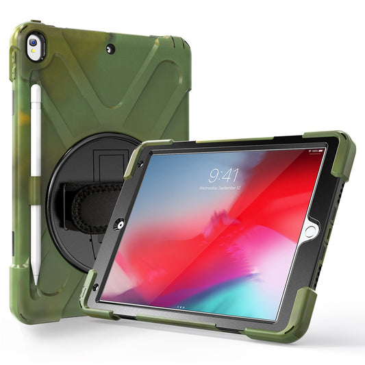 [X-Shape] PC + TPU 360-degree Swivel Kickstand Case with Hand Strap for iPad Air 10.5 inch (2019) / Pro 10.5-inch (2017)