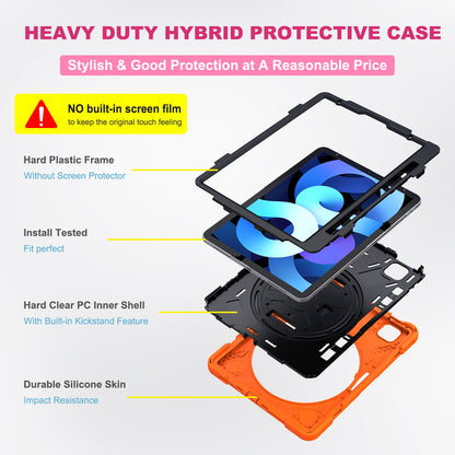 [Built-in Hand Holder Strap] 360Â° Swivel PC + Silicone Combo Kickstand Tablet Shell for iPad Air (2020)/Air (2022)/Pro 11-inch (2021)(2020)(2018)