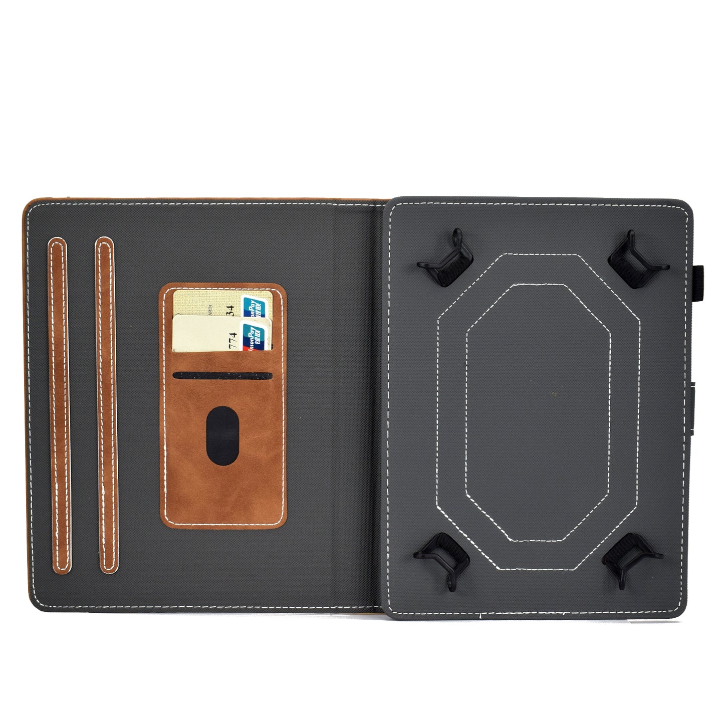 Solid Color Card Slots Stand Flip Leather Protective Shell for 10-inch Tablets