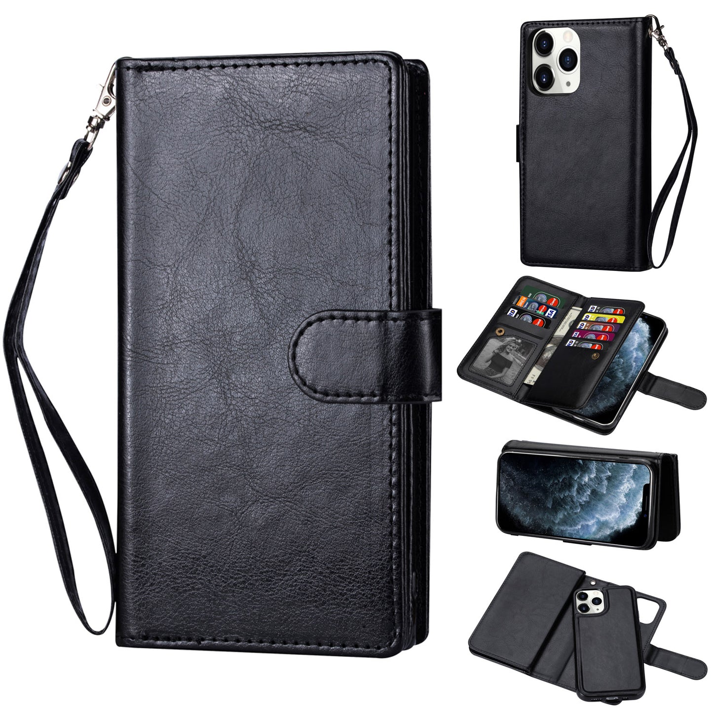 With 9 Card Slots Cell Phone Leather Case for iPhone 12 Pro Max 6.7-inch