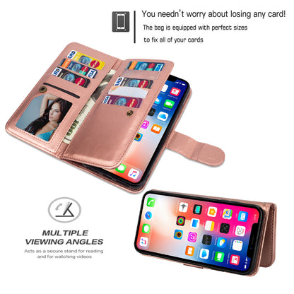 With 9 Card Slots Cell Phone Leather Case for iPhone 12 Pro Max 6.7-inch