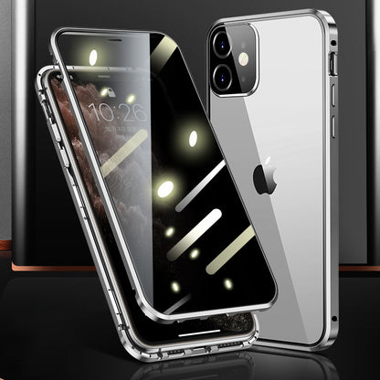 Magnetic Installation Metal Frame + Dual-sided Tempered Glass Full Covering Case + Camera Lens Protector for iPhone 12 mini 5.4 inch