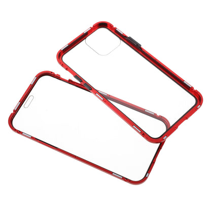 (Bubble Bag Package) Double-sided Tempered Glass Metal Frame Magnetic Full Coverage Phone Case for iPhone 12/12 Pro