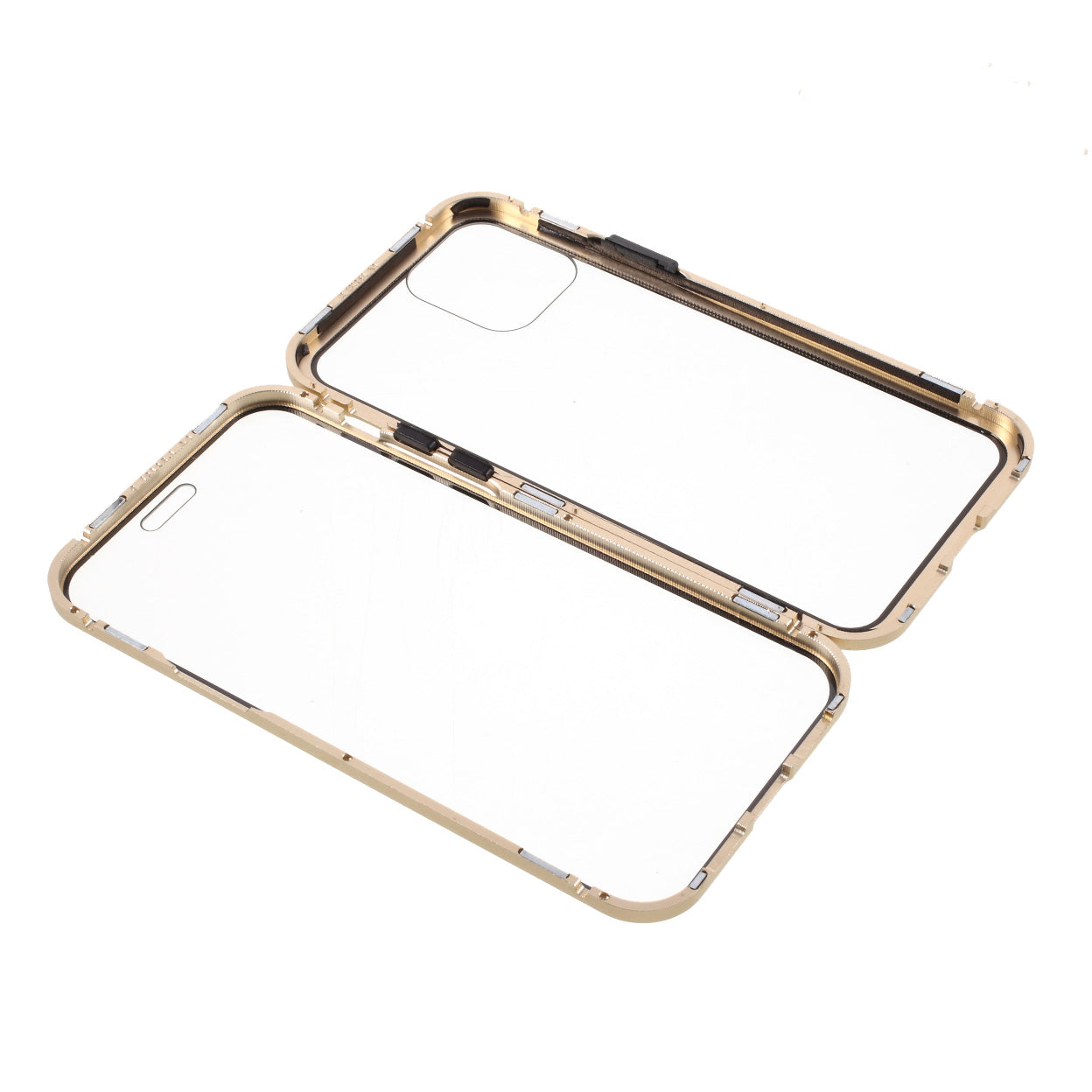 (Bubble Bag Package) Double-sided Tempered Glass Metal Frame Magnetic Full Coverage Phone Case for iPhone 12/12 Pro