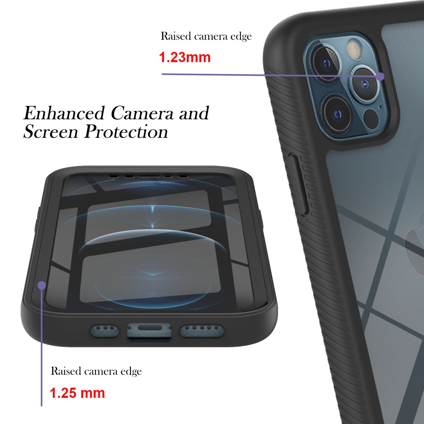 Full-Coverage PC+TPU Phone Protection Case with PET Screen Protector for iPhone 12/12 Pro