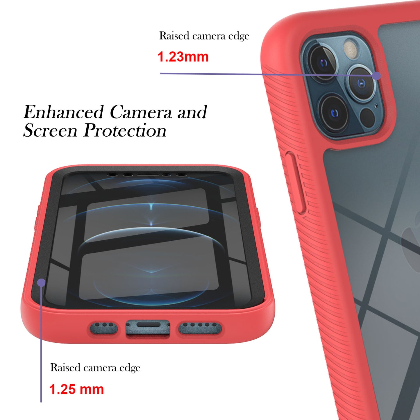 Full-Coverage PC+TPU Phone Protection Case with PET Screen Protector for iPhone 12/12 Pro