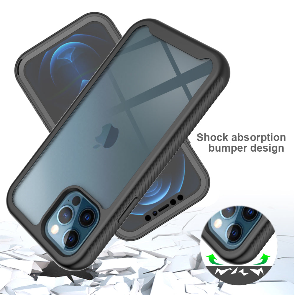 Full-Coverage PC+TPU Phone Protection Case with PET Screen Protector for iPhone 12/12 Pro