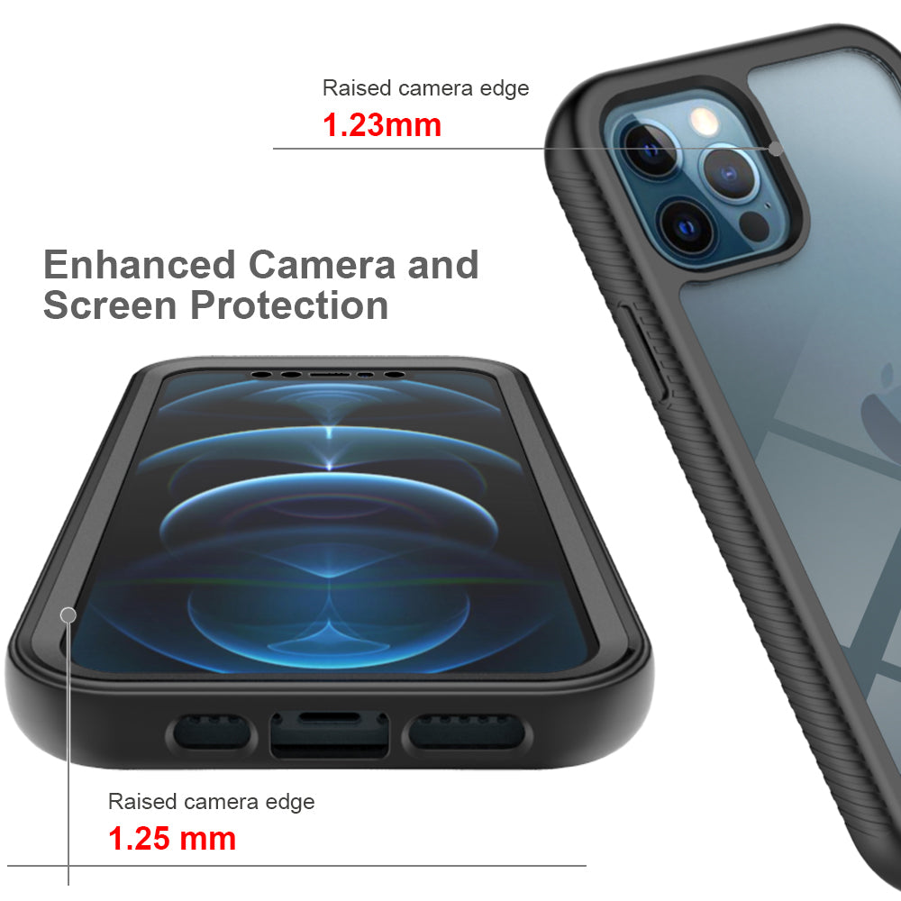 Full-Coverage PC+TPU Phone Protection Case with PET Screen Protector for iPhone 12/12 Pro