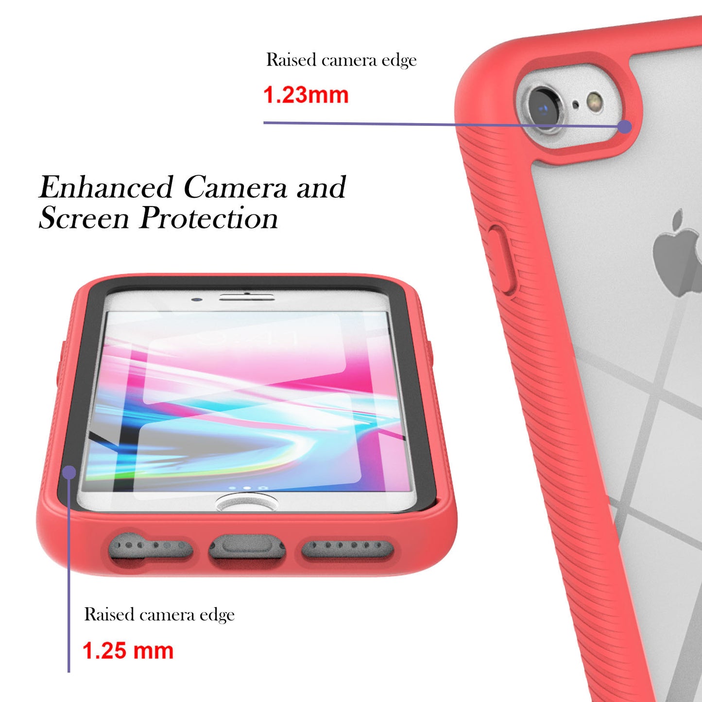 Full-Coverage PC+TPU Hybrid Phone Protection Case with PET Screen Protector for iPhone 7 4.7 inch/8 4.7 inch/SE (2020)/SE (2022)