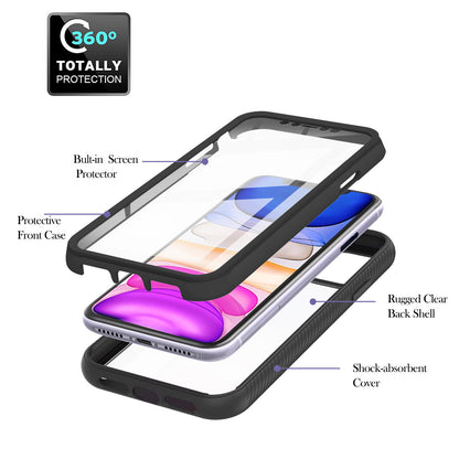 3 in 1 Anti-Drop Full Protection PC+TPU Protective Case with PET Screen Protector for iPhone 11 6.1 inch