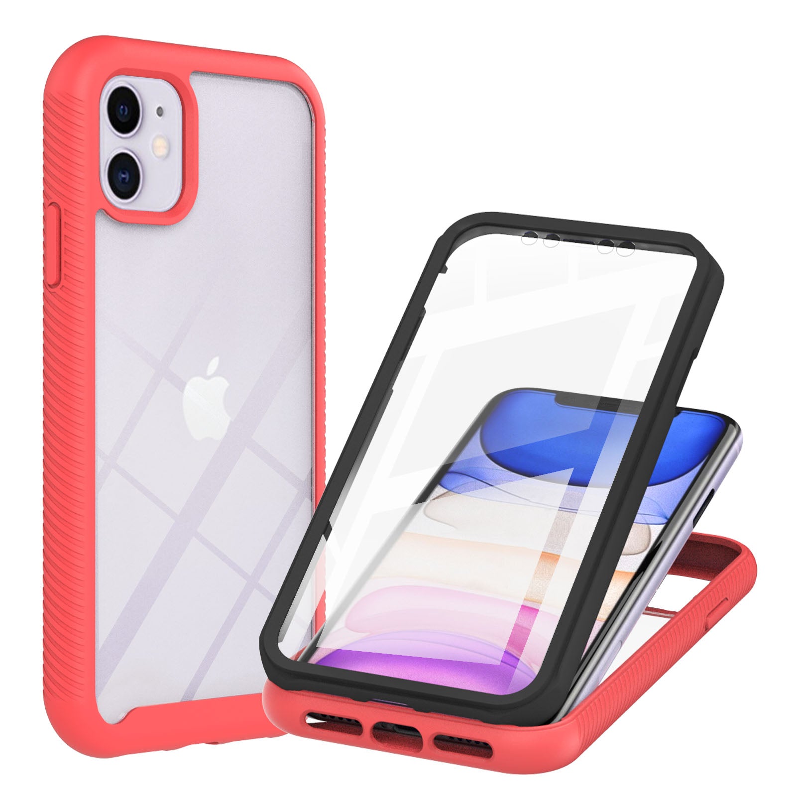 3 in 1 Anti-Drop Full Protection PC+TPU Protective Case with PET Screen Protector for iPhone 11 6.1 inch