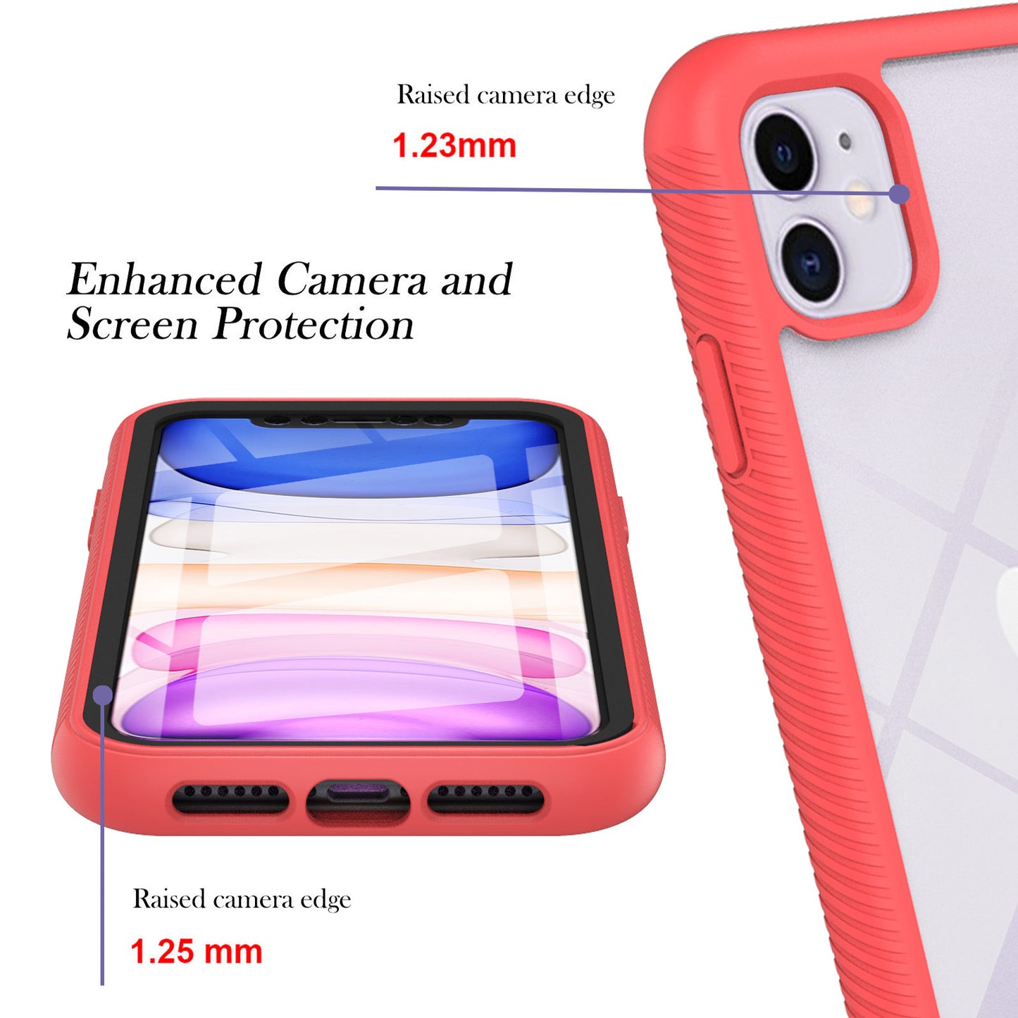 3 in 1 Anti-Drop Full Protection PC+TPU Protective Case with PET Screen Protector for iPhone 11 6.1 inch