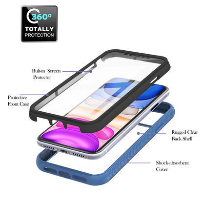 3 in 1 Anti-Drop Full Protection PC+TPU Protective Case with PET Screen Protector for iPhone 11 6.1 inch