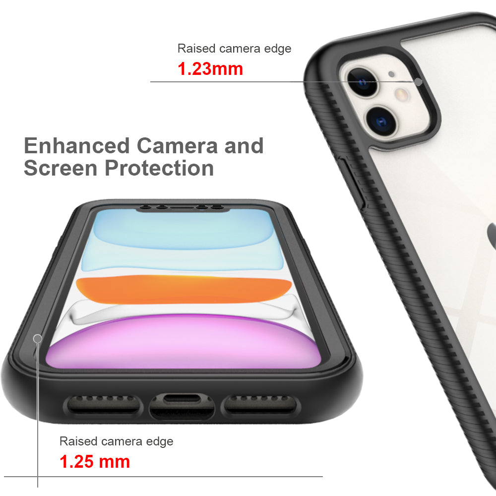 3 in 1 Anti-Drop Full Protection PC+TPU Protective Case with PET Screen Protector for iPhone 11 6.1 inch