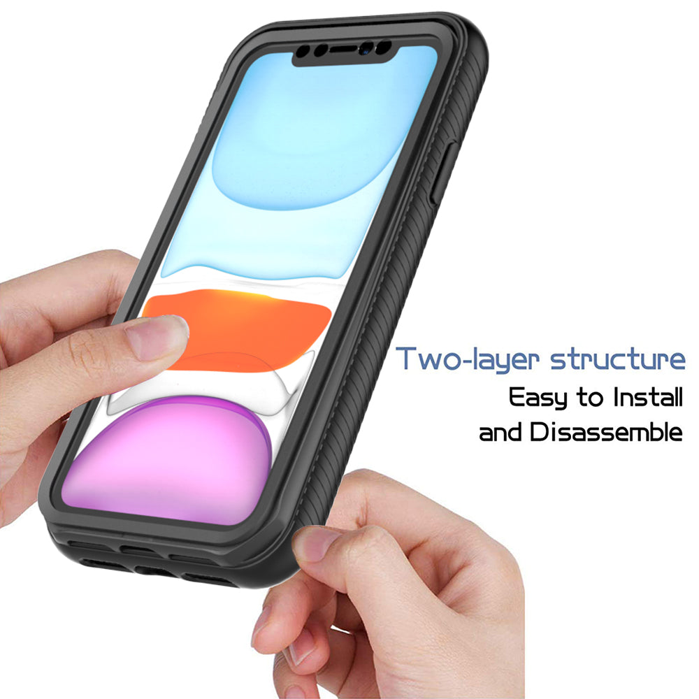 3 in 1 Anti-Drop Full Protection PC+TPU Protective Case with PET Screen Protector for iPhone 11 6.1 inch