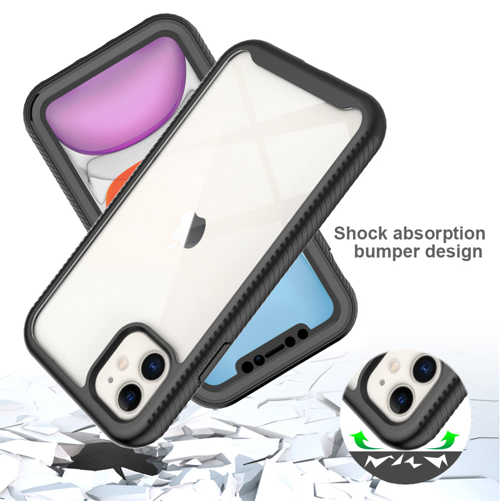 3 in 1 Anti-Drop Full Protection PC+TPU Protective Case with PET Screen Protector for iPhone 11 6.1 inch